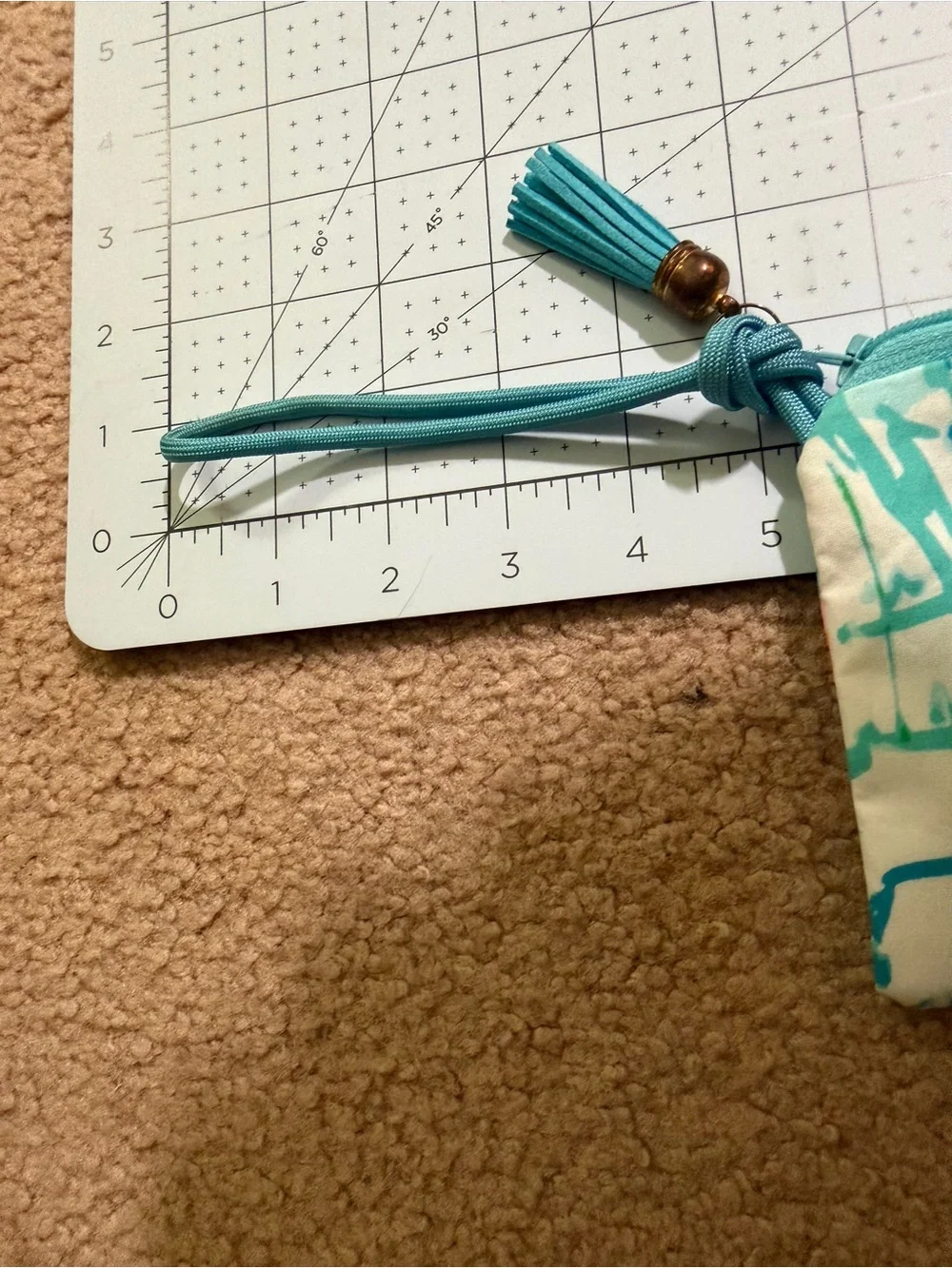 Lilly Pulitzer Floral Wristlet Cosmetic Pouch Turquoise Pink Tassel 8”